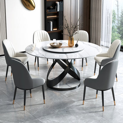 Sintered Stone Top Table Round Dining Table for Home Kitchen Dinner Furniture Black 47.2"L x 47.2"W x 29.5"H Without Chairs Clearhalo 'Dining Tables & Seating' 'Dining Tables' 'dining_table' 'furn' 'furn_dining_table' 'Furniture' 'Kitchen & Dining Furniture' 5897899