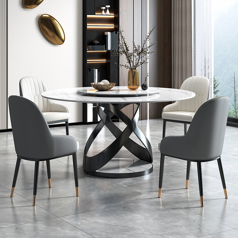 Sintered Stone Top Table Round Dining Table for Home Kitchen Dinner Furniture Black 59.1"L x 59.1"W x 29.5"H Without Chairs Clearhalo 'Dining Tables & Seating' 'Dining Tables' 'dining_table' 'furn' 'furn_dining_table' 'Furniture' 'Kitchen & Dining Furniture' 5897901