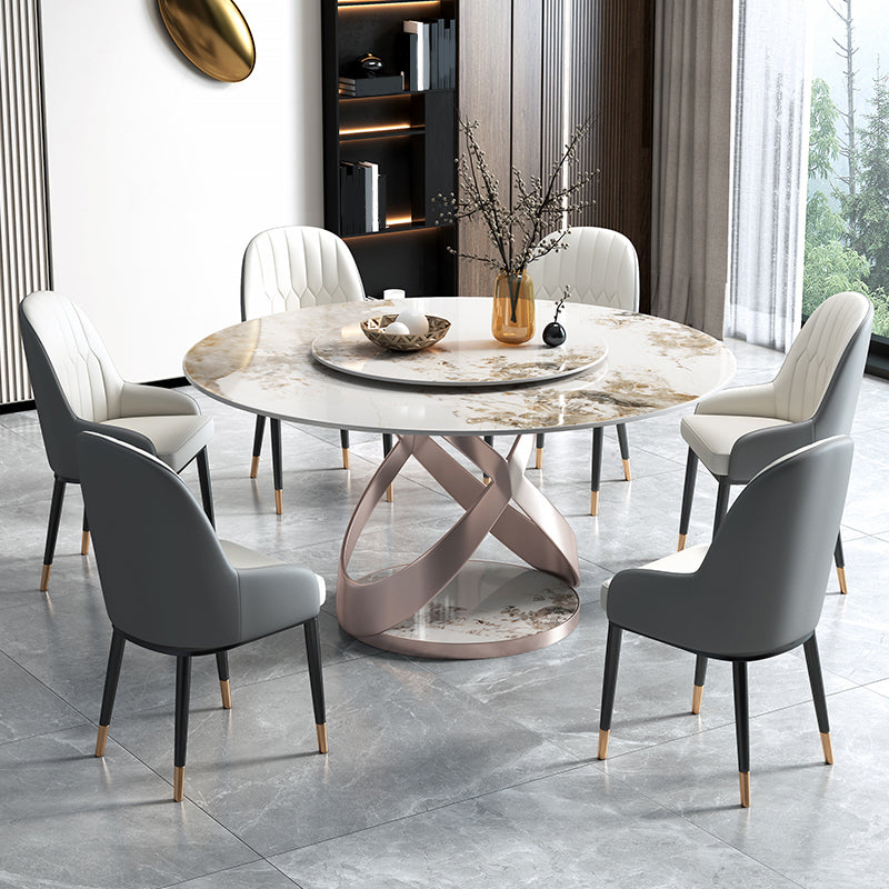 Sintered Stone Top Table Round Dining Table for Home Kitchen Dinner Furniture Gold Without Chairs Clearhalo 'Dining Tables & Seating' 'Dining Tables' 'dining_table' 'furn' 'furn_dining_table' 'Furniture' 'Kitchen & Dining Furniture' 5897902