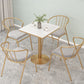 Metal Traditional Luxury Round Table White Stone Top Table with Pedestal Base Square 23.6"L x 23.6"W x 29.5"H Without Chairs Clearhalo 'Dining Tables & Seating' 'Dining Tables' 'dining_table' 'furn' 'furn_dining_table' 'Furniture' 'Kitchen & Dining Furniture' 5897919