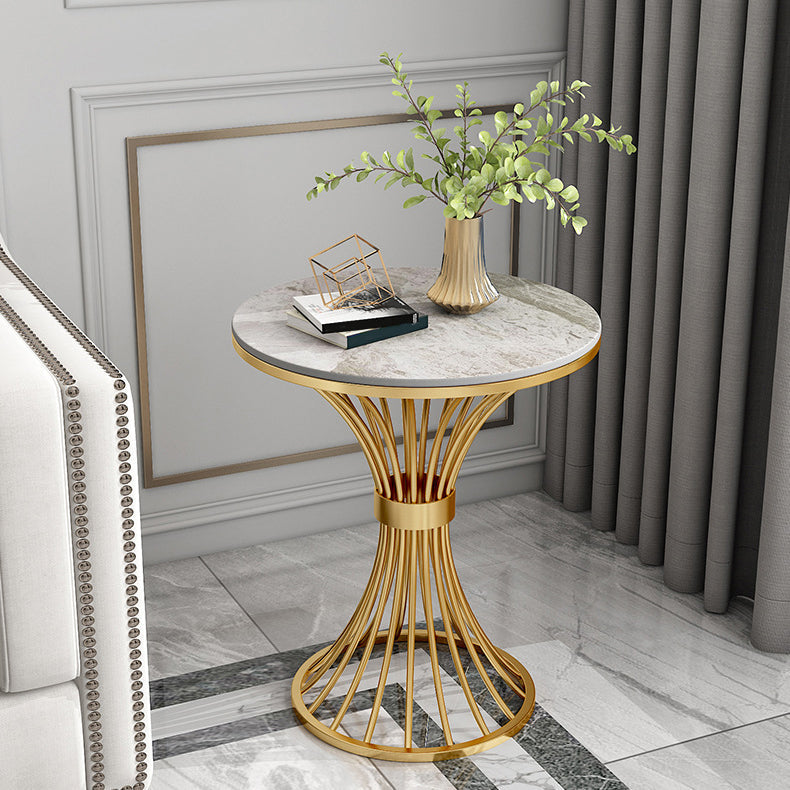 Metal Traditional Luxury Round Table 29.5"H Stone Top Dining Table with Pedestal Base Clearhalo 'Dining Tables & Seating' 'Dining Tables' 'dining_table' 'furn' 'furn_dining_table' 'Furniture' 'Kitchen & Dining Furniture' 5897956