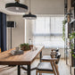 Rechthoektafel industriële vaste houten bovenkant eettafel met metalen basis