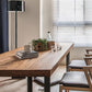 Rechthoektafel industriële vaste houten bovenkant eettafel met metalen basis