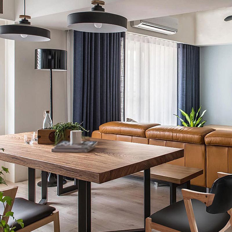 Tavolo da tavolo da pranzo in legno solido industriale con base in metallo con base metallica