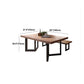 Rectangle Table  Industrial Solid Wood Top Dining Table with Metal Base