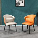 Sillas de comedor de cuero modernas de cuero con ala silla lateral de comedor sin brazo