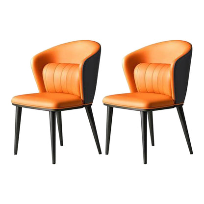 Sillas de comedor de cuero modernas de cuero con ala silla lateral de comedor sin brazo