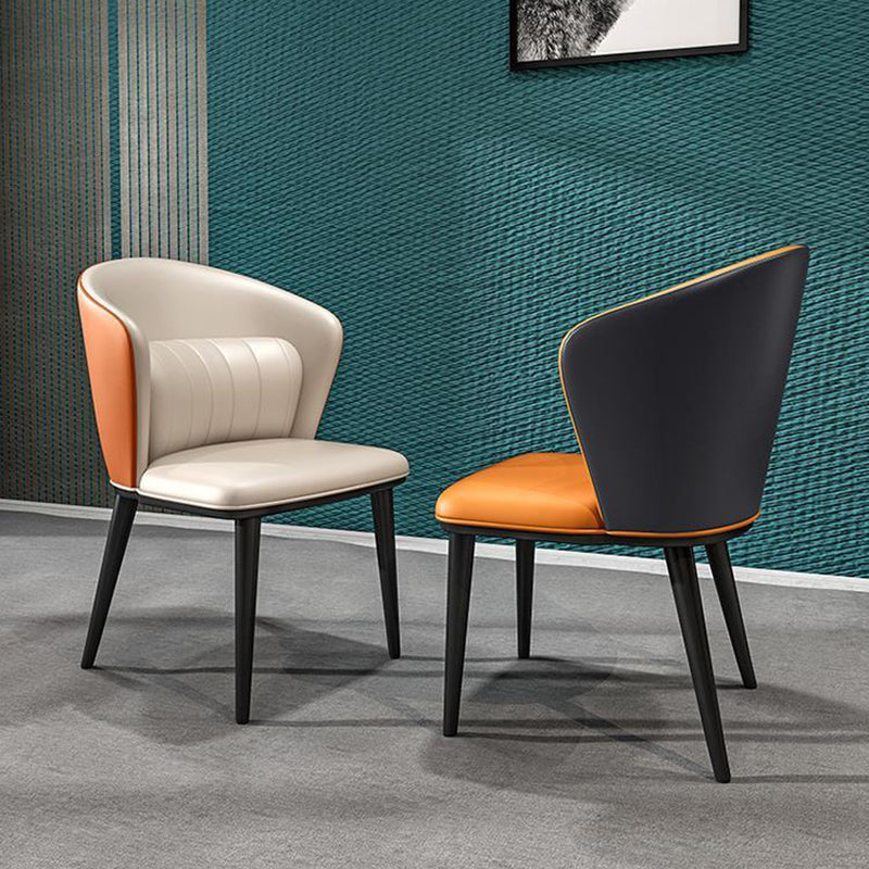 Sillas de comedor de cuero modernas de cuero con ala silla lateral de comedor sin brazo