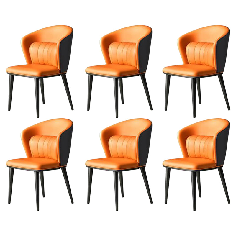 Sillas de comedor de cuero modernas de cuero con ala silla lateral de comedor sin brazo