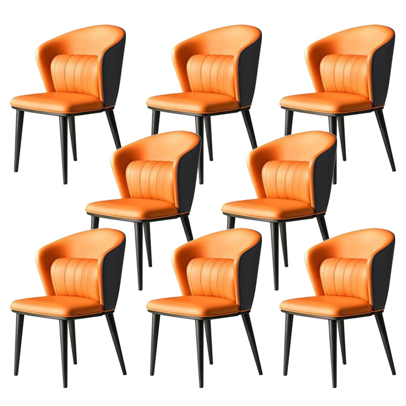 Sillas de comedor de cuero modernas de cuero con ala silla lateral de comedor sin brazo