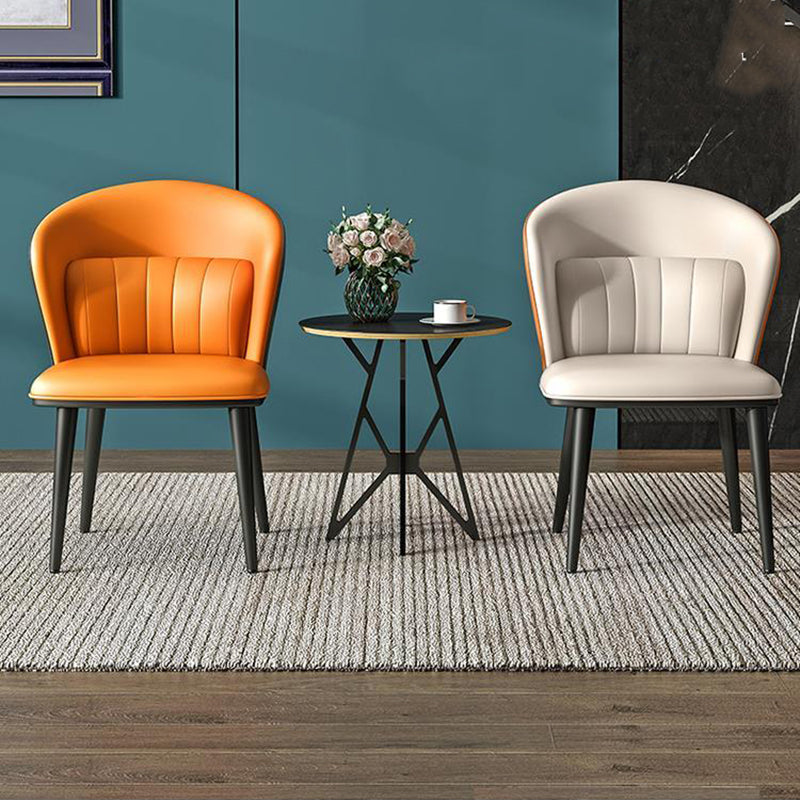 Sillas de comedor de cuero modernas de cuero con ala silla lateral de comedor sin brazo