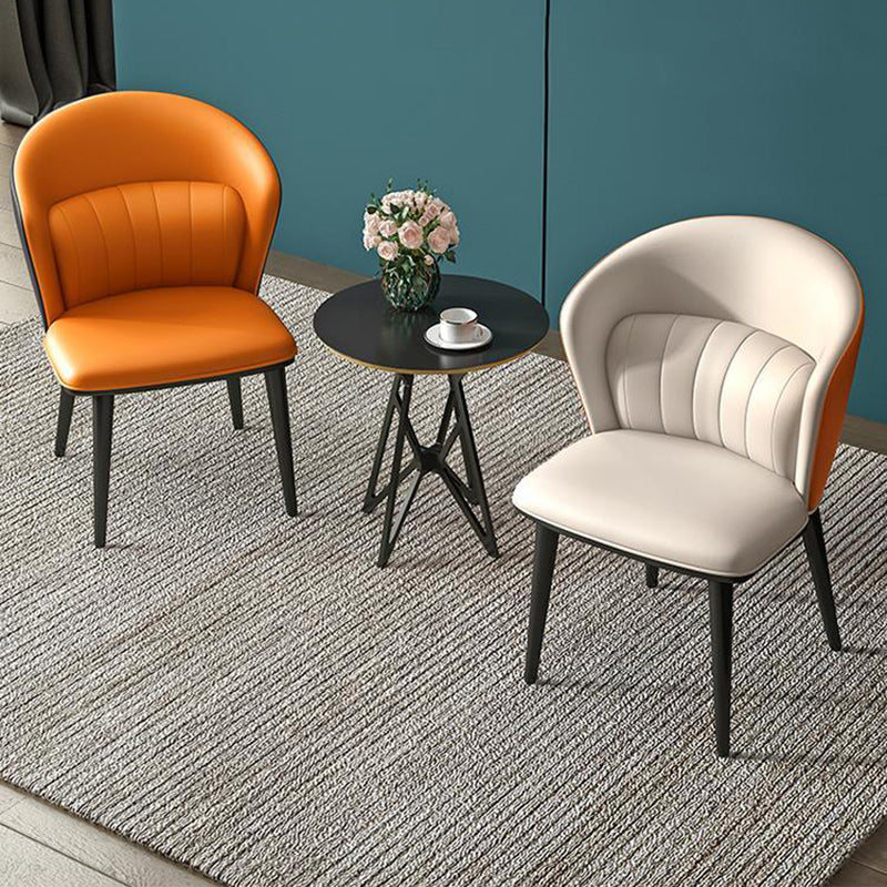 Sillas de comedor de cuero modernas de cuero con ala silla lateral de comedor sin brazo