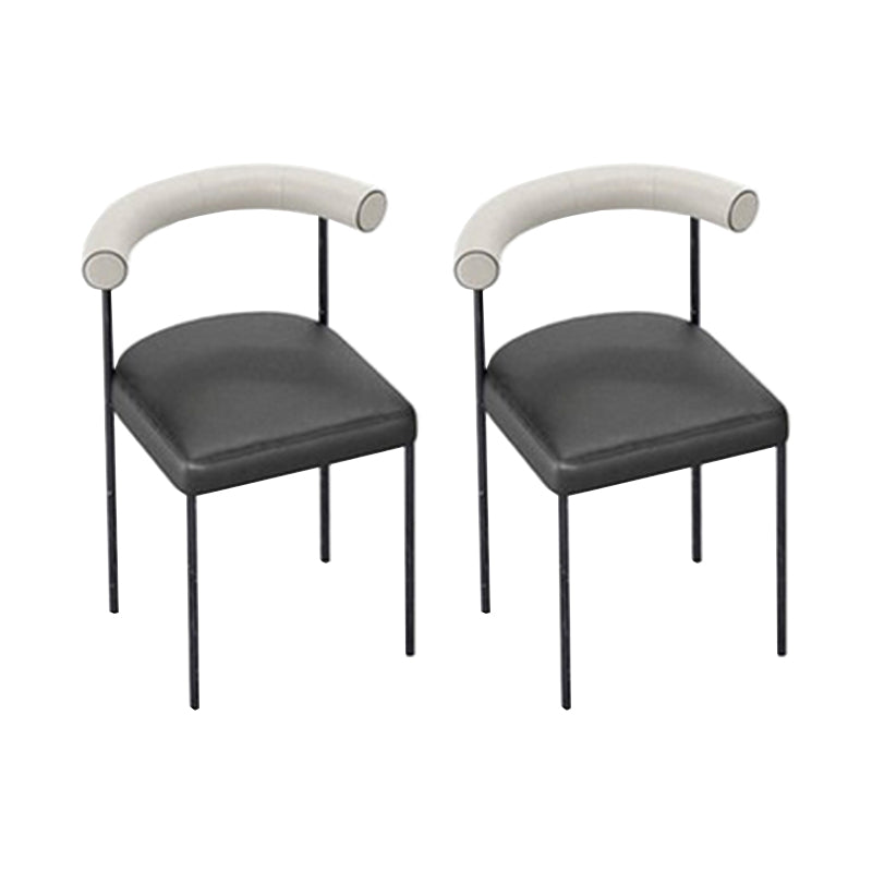 Open Back Dining Side Chair Contemporary Armless Dining Chairs for Home Beige Black 2 Piece Set Clearhalo 'Dining Chairs' 'Dining Tables & Seating' 'dining_chair' 'furn' 'furn_dining_chair' 'Furniture' 'Kitchen & Dining Furniture' 5898085