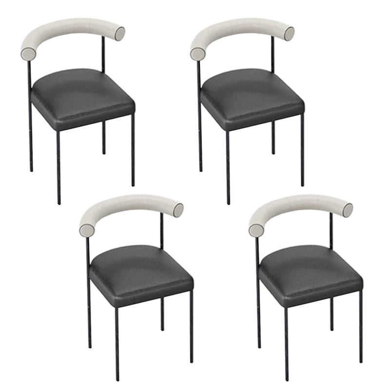 Open Back Dining Side Chair Contemporary Armless Dining Chairs for Home Beige Black 4 Piece Set Clearhalo 'Dining Chairs' 'Dining Tables & Seating' 'dining_chair' 'furn' 'furn_dining_chair' 'Furniture' 'Kitchen & Dining Furniture' 5898088