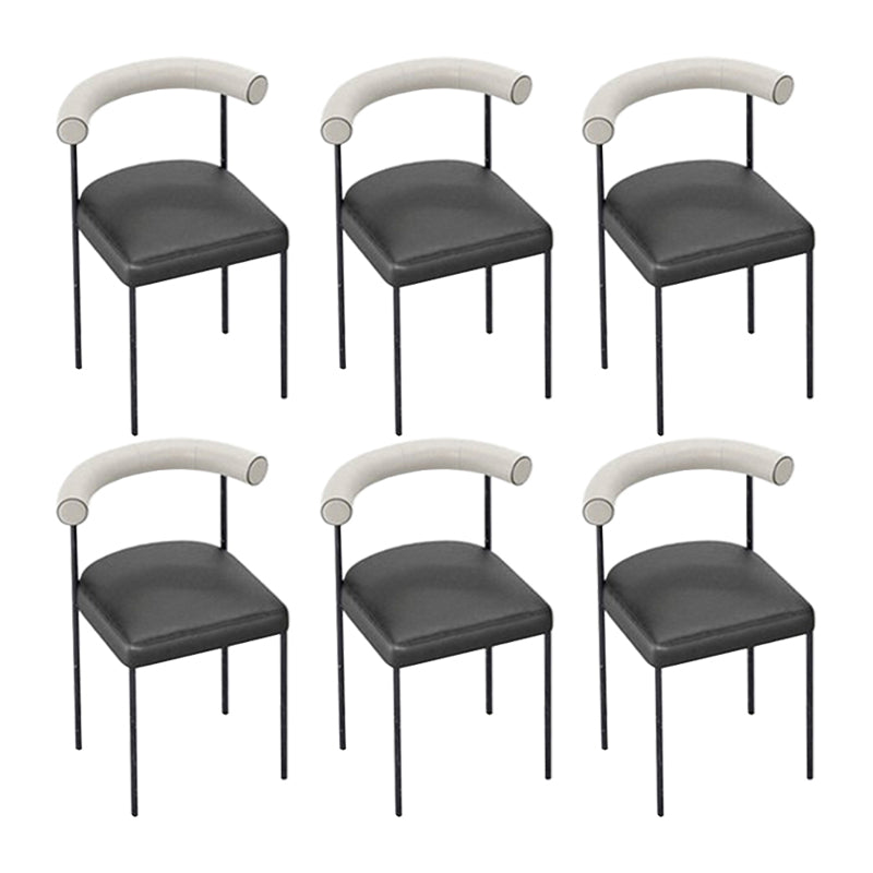 Open Back Dining Side Chair Contemporary Armless Dining Chairs for Home Beige Black 6 Piece Set Clearhalo 'Dining Chairs' 'Dining Tables & Seating' 'dining_chair' 'furn' 'furn_dining_chair' 'Furniture' 'Kitchen & Dining Furniture' 5898090