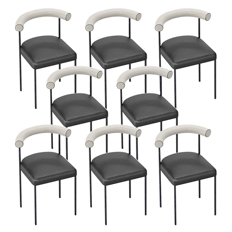 Open Back Dining Side Chair Contemporary Armless Dining Chairs for Home Beige Black 8 Piece Set Clearhalo 'Dining Chairs' 'Dining Tables & Seating' 'dining_chair' 'furn' 'furn_dining_chair' 'Furniture' 'Kitchen & Dining Furniture' 5898091