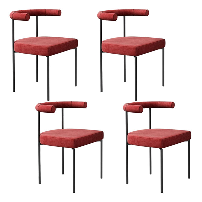 Open Back Dining Side Chair Contemporary Armless Dining Chairs for Home Red 4 Piece Set Clearhalo 'Dining Chairs' 'Dining Tables & Seating' 'dining_chair' 'furn' 'furn_dining_chair' 'Furniture' 'Kitchen & Dining Furniture' 5898098