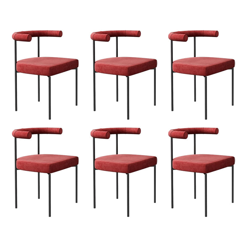 Open Back Dining Side Chair Contemporary Armless Dining Chairs for Home Red 6 Piece Set Clearhalo 'Dining Chairs' 'Dining Tables & Seating' 'dining_chair' 'furn' 'furn_dining_chair' 'Furniture' 'Kitchen & Dining Furniture' 5898100