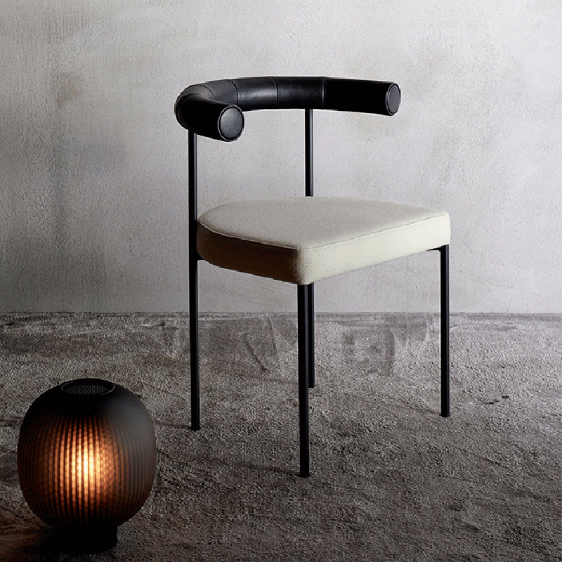 Open Back Dining Side Chair Contemporary Armless Dining Chairs for Home Black Beige 1 Piece Clearhalo 'Dining Chairs' 'Dining Tables & Seating' 'dining_chair' 'furn' 'furn_dining_chair' 'Furniture' 'Kitchen & Dining Furniture' 5898103