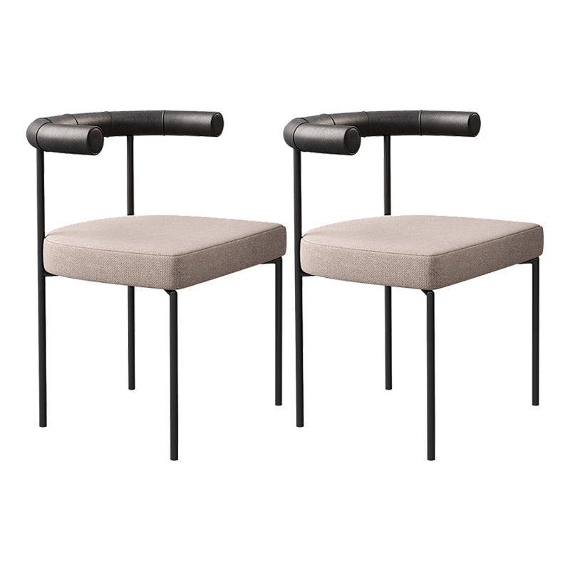 Open Back Dining Side Chair Contemporary Armless Dining Chairs for Home Black Beige 2 Piece Set Clearhalo 'Dining Chairs' 'Dining Tables & Seating' 'dining_chair' 'furn' 'furn_dining_chair' 'Furniture' 'Kitchen & Dining Furniture' 5898105