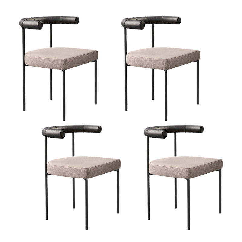 Open Back Dining Side Chair Contemporary Armless Dining Chairs for Home Black Beige 4 Piece Set Clearhalo 'Dining Chairs' 'Dining Tables & Seating' 'dining_chair' 'furn' 'furn_dining_chair' 'Furniture' 'Kitchen & Dining Furniture' 5898106