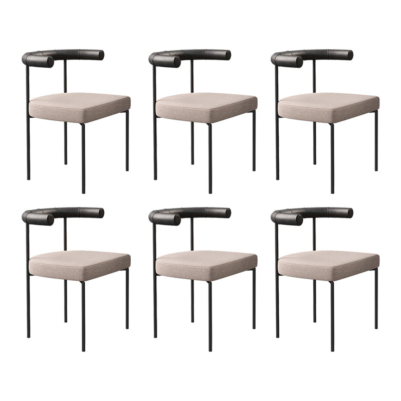 Open Back Dining Side Chair Contemporary Armless Dining Chairs for Home Black Beige 6 Piece Set Clearhalo 'Dining Chairs' 'Dining Tables & Seating' 'dining_chair' 'furn' 'furn_dining_chair' 'Furniture' 'Kitchen & Dining Furniture' 5898107