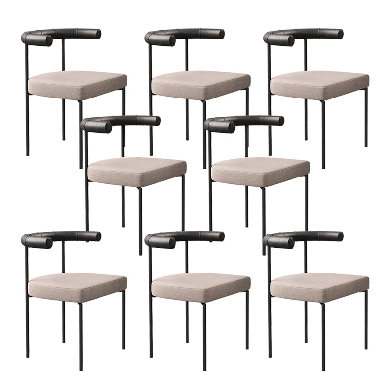 Open Back Dining Side Chair Contemporary Armless Dining Chairs for Home Black Beige 8 Piece Set Clearhalo 'Dining Chairs' 'Dining Tables & Seating' 'dining_chair' 'furn' 'furn_dining_chair' 'Furniture' 'Kitchen & Dining Furniture' 5898108