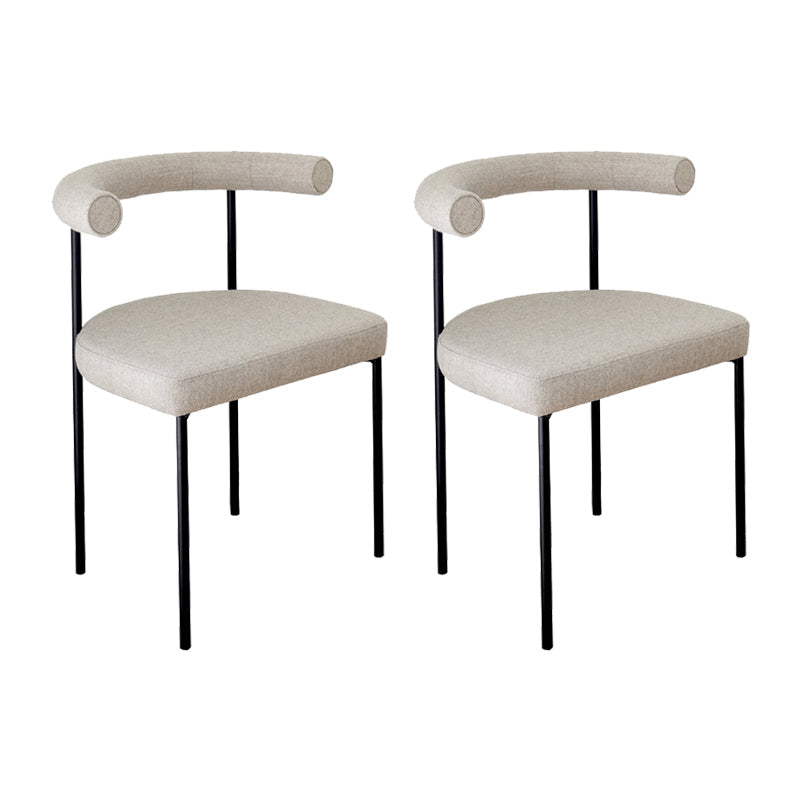 Open Back Dining Side Chair Contemporary Armless Dining Chairs for Home Off-White 2 Piece Set Clearhalo 'Dining Chairs' 'Dining Tables & Seating' 'dining_chair' 'furn' 'furn_dining_chair' 'Furniture' 'Kitchen & Dining Furniture' 5898110