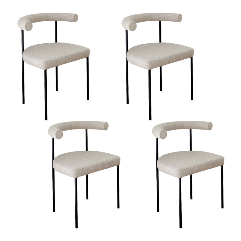Open Back Dining Side Chair Contemporary Armless Dining Chairs for Home Off-White 4 Piece Set Clearhalo 'Dining Chairs' 'Dining Tables & Seating' 'dining_chair' 'furn' 'furn_dining_chair' 'Furniture' 'Kitchen & Dining Furniture' 5898111