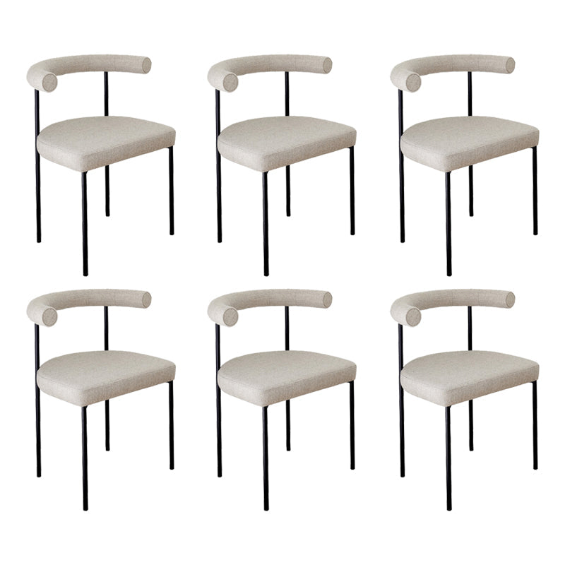 Open Back Dining Side Chair Contemporary Armless Dining Chairs for Home Off-White 6 Piece Set Clearhalo 'Dining Chairs' 'Dining Tables & Seating' 'dining_chair' 'furn' 'furn_dining_chair' 'Furniture' 'Kitchen & Dining Furniture' 5898112
