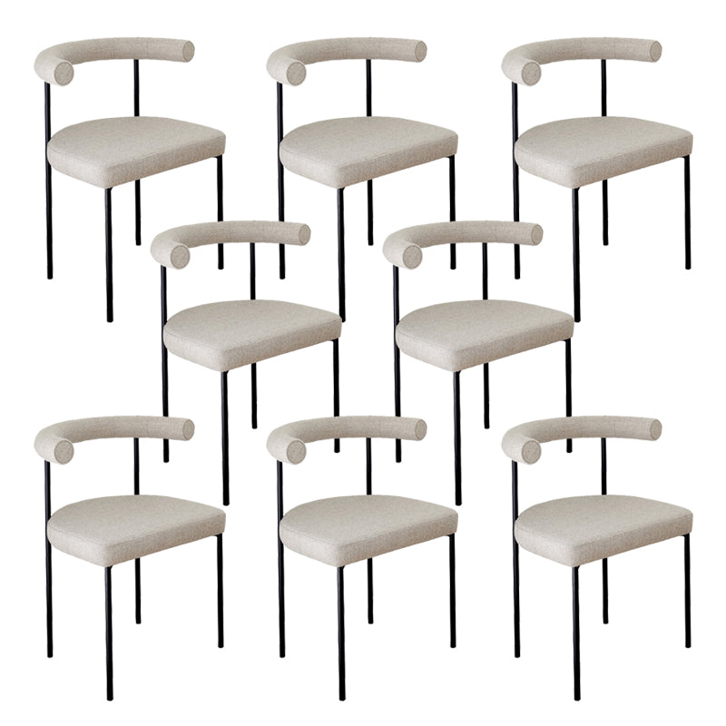 Open Back Dining Side Chair Contemporary Armless Dining Chairs for Home Off-White 8 Piece Set Clearhalo 'Dining Chairs' 'Dining Tables & Seating' 'dining_chair' 'furn' 'furn_dining_chair' 'Furniture' 'Kitchen & Dining Furniture' 5898113
