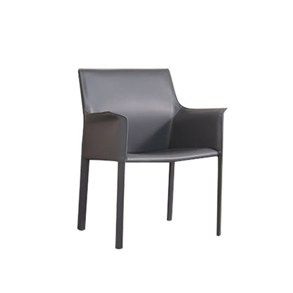 Modern Faux Leather Dining Chairs Solid Back Home Arm Side Chair