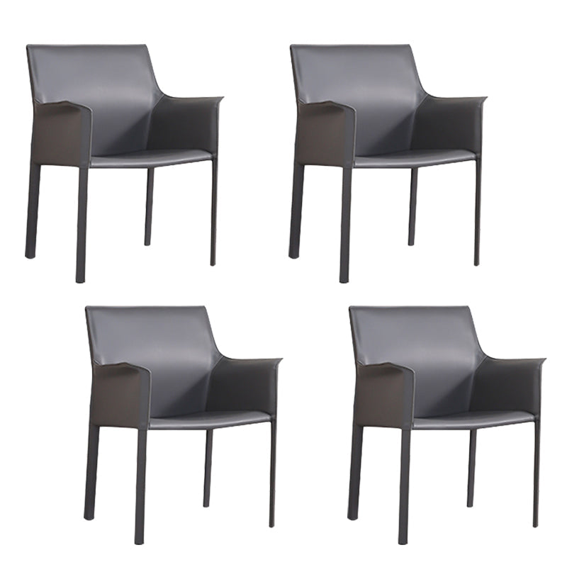 Modern Faux Leather Dining Chairs Solid Back Home Arm Side Chair