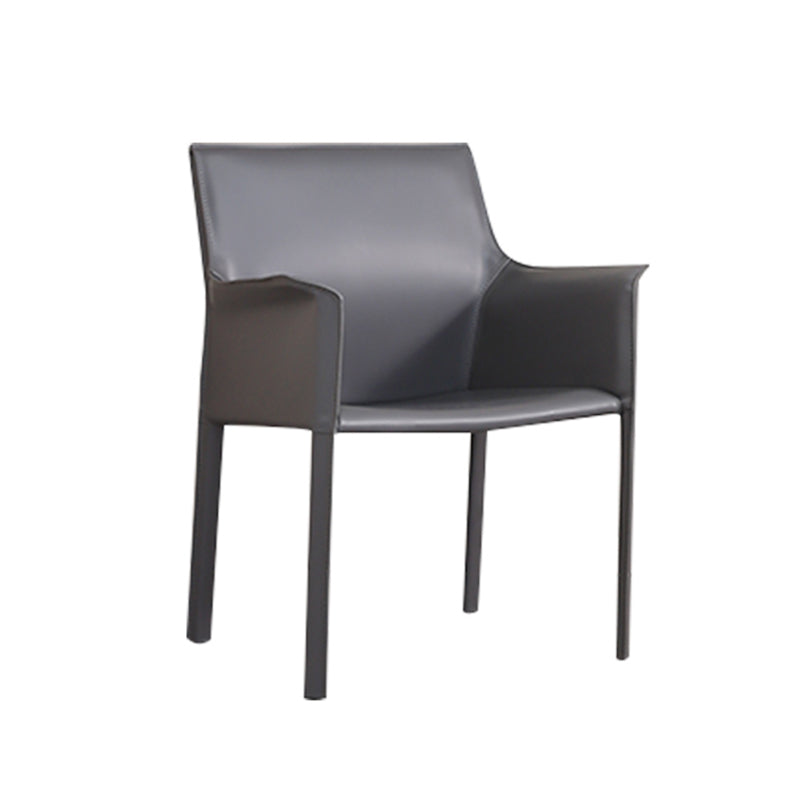 Modern Faux Leather Dining Chairs Solid Back Home Arm Side Chair