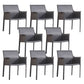 Modern Faux Leather Dining Chairs Solid Back Home Arm Side Chair