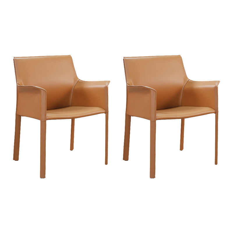 Modern Faux Leather Dining Chairs Solid Back Home Arm Side Chair