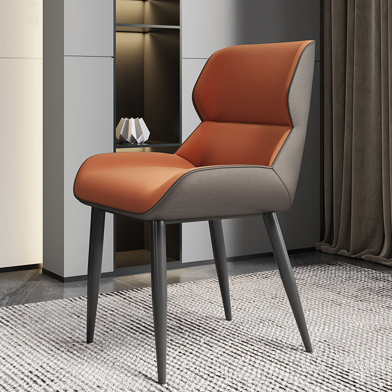 Modern Style Parsons Dining Chair Faux Leather Armless Dining Chair Orange 1 Piece Clearhalo 'Dining Chairs' 'Dining Tables & Seating' 'dining_chair' 'furn' 'furn_dining_chair' 'Furniture' 'Kitchen & Dining Furniture' 5898161