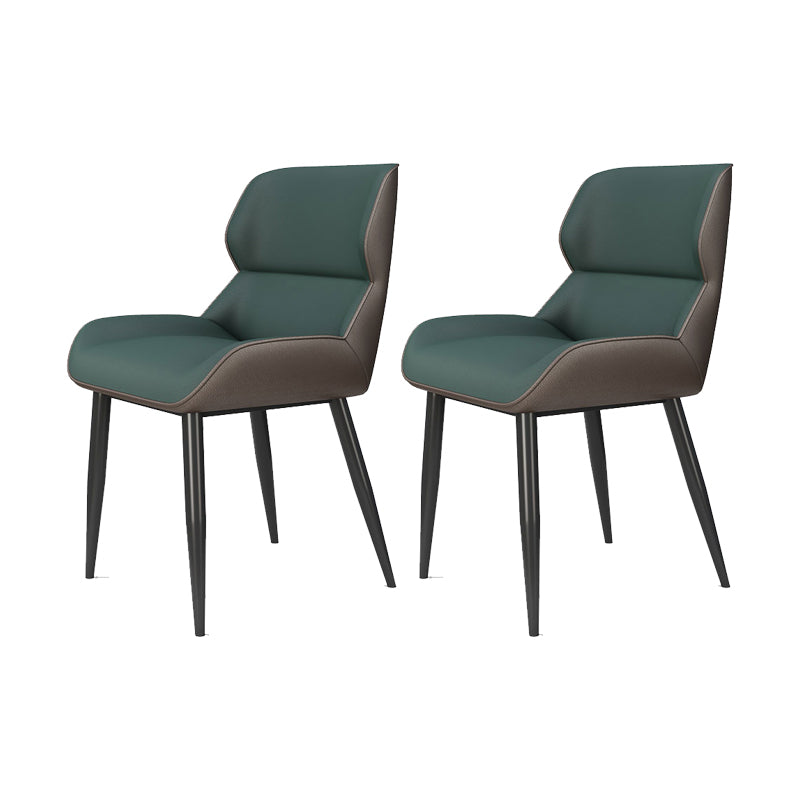 Modern Style Parsons Dining Chair Faux Leather Armless Dining Chair Green 2 Piece Set Clearhalo 'Dining Chairs' 'Dining Tables & Seating' 'dining_chair' 'furn' 'furn_dining_chair' 'Furniture' 'Kitchen & Dining Furniture' 5898162