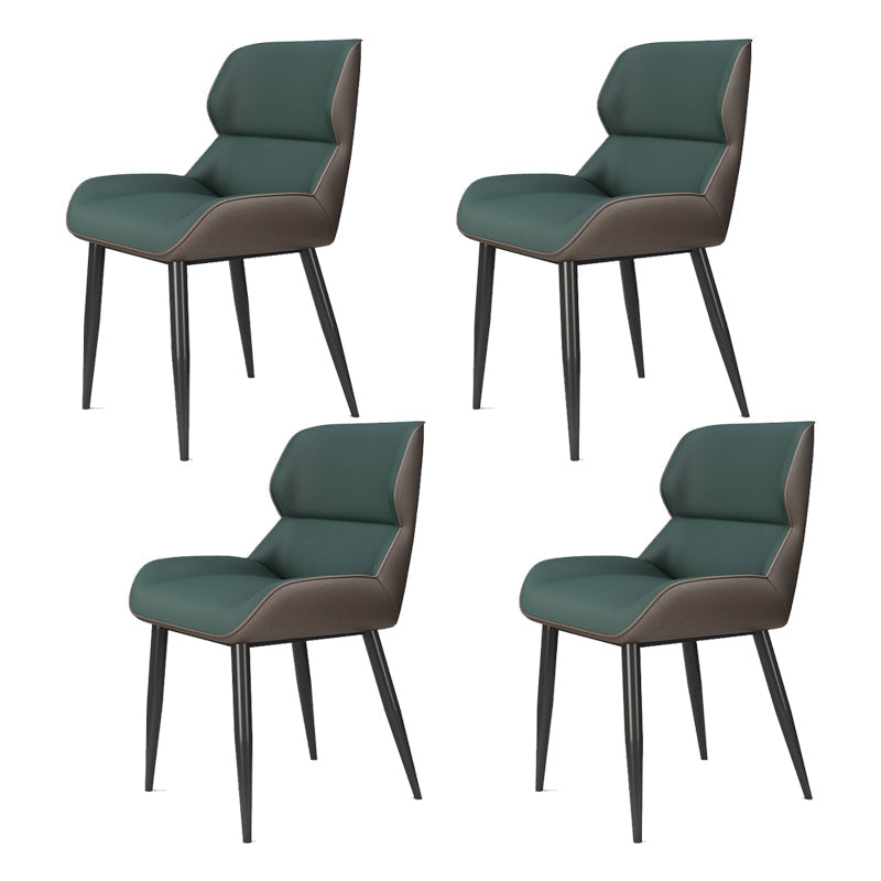 Modern Style Parsons Dining Chair Faux Leather Armless Dining Chair Green 4 Piece Set Clearhalo 'Dining Chairs' 'Dining Tables & Seating' 'dining_chair' 'furn' 'furn_dining_chair' 'Furniture' 'Kitchen & Dining Furniture' 5898163