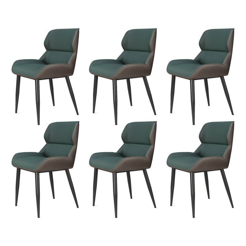 Modern Style Parsons Dining Chair Faux Leather Armless Dining Chair Green 6 Piece Set Clearhalo 'Dining Chairs' 'Dining Tables & Seating' 'dining_chair' 'furn' 'furn_dining_chair' 'Furniture' 'Kitchen & Dining Furniture' 5898165
