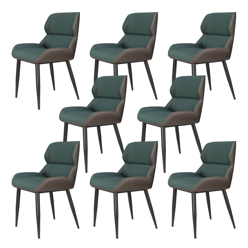 Modern Style Parsons Dining Chair Faux Leather Armless Dining Chair Green 8 Piece Set Clearhalo 'Dining Chairs' 'Dining Tables & Seating' 'dining_chair' 'furn' 'furn_dining_chair' 'Furniture' 'Kitchen & Dining Furniture' 5898168