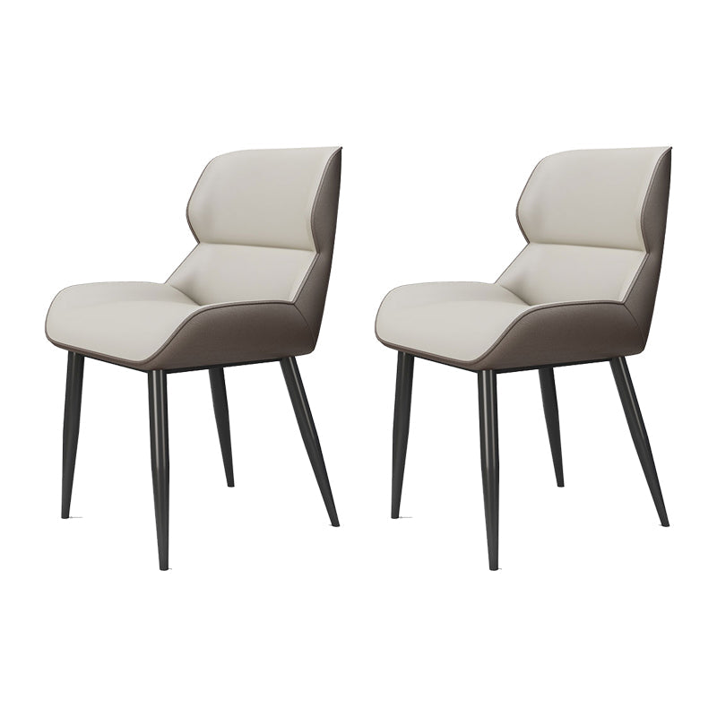 Modern Style Parsons Dining Chair Faux Leather Armless Dining Chair White 2 Piece Set Clearhalo 'Dining Chairs' 'Dining Tables & Seating' 'dining_chair' 'furn' 'furn_dining_chair' 'Furniture' 'Kitchen & Dining Furniture' 5898171