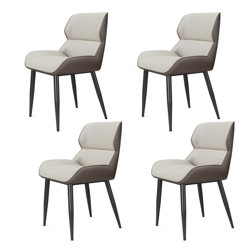 Modern Style Parsons Dining Chair Faux Leather Armless Dining Chair White 4 Piece Set Clearhalo 'Dining Chairs' 'Dining Tables & Seating' 'dining_chair' 'furn' 'furn_dining_chair' 'Furniture' 'Kitchen & Dining Furniture' 5898173