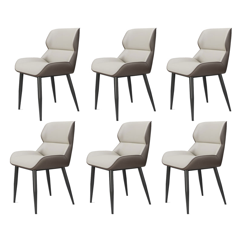 Modern Style Parsons Dining Chair Faux Leather Armless Dining Chair White 6 Piece Set Clearhalo 'Dining Chairs' 'Dining Tables & Seating' 'dining_chair' 'furn' 'furn_dining_chair' 'Furniture' 'Kitchen & Dining Furniture' 5898174