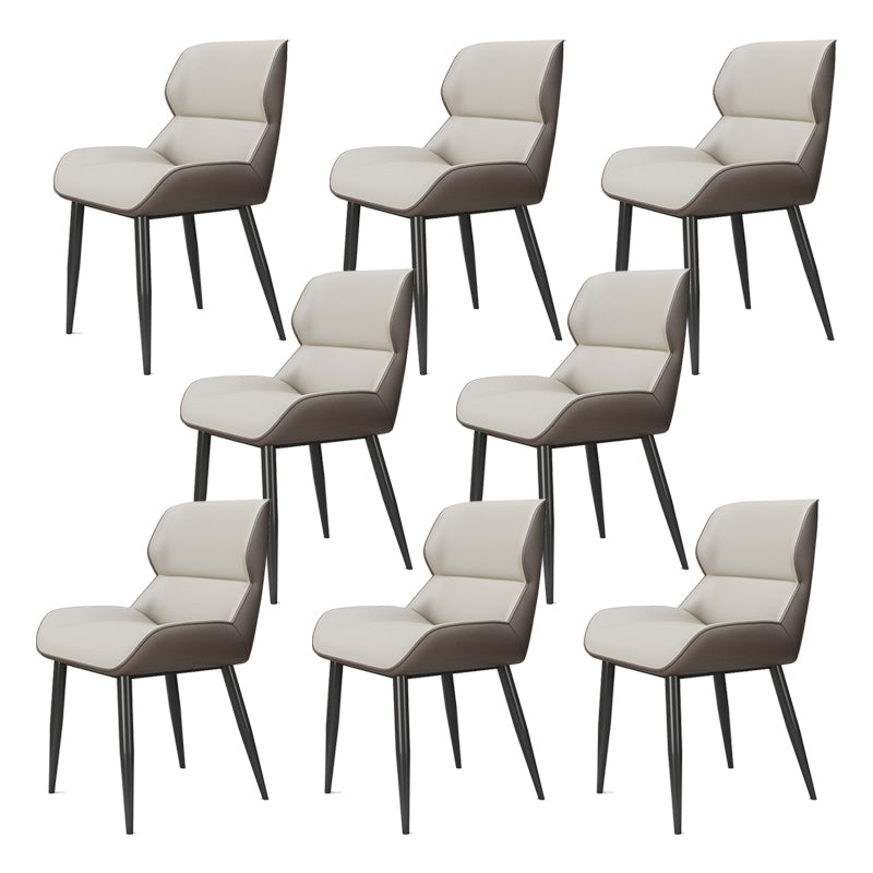 Modern Style Parsons Dining Chair Faux Leather Armless Dining Chair White 8 Piece Set Clearhalo 'Dining Chairs' 'Dining Tables & Seating' 'dining_chair' 'furn' 'furn_dining_chair' 'Furniture' 'Kitchen & Dining Furniture' 5898176