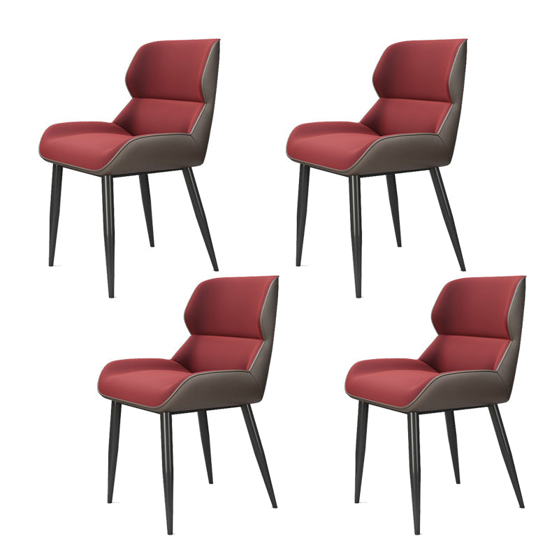 Modern Style Parsons Dining Chair Faux Leather Armless Dining Chair Red 4 Piece Set Clearhalo 'Dining Chairs' 'Dining Tables & Seating' 'dining_chair' 'furn' 'furn_dining_chair' 'Furniture' 'Kitchen & Dining Furniture' 5898183