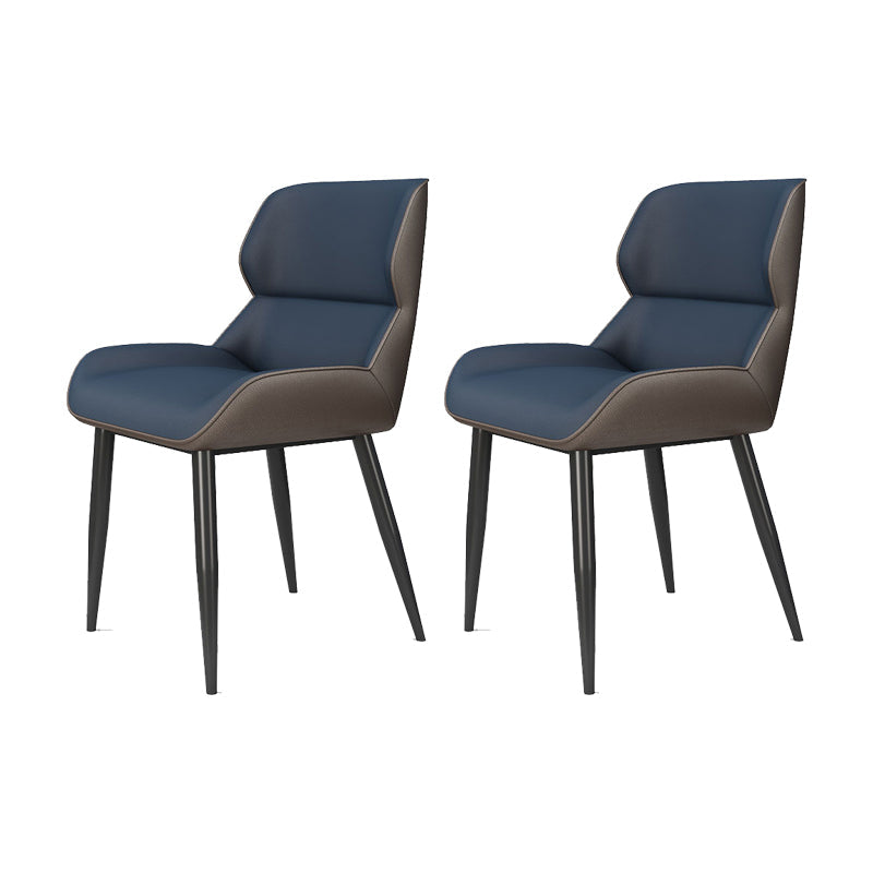 Modern Style Parsons Dining Chair Faux Leather Armless Dining Chair Blue 2 Piece Set Clearhalo 'Dining Chairs' 'Dining Tables & Seating' 'dining_chair' 'furn' 'furn_dining_chair' 'Furniture' 'Kitchen & Dining Furniture' 5898187