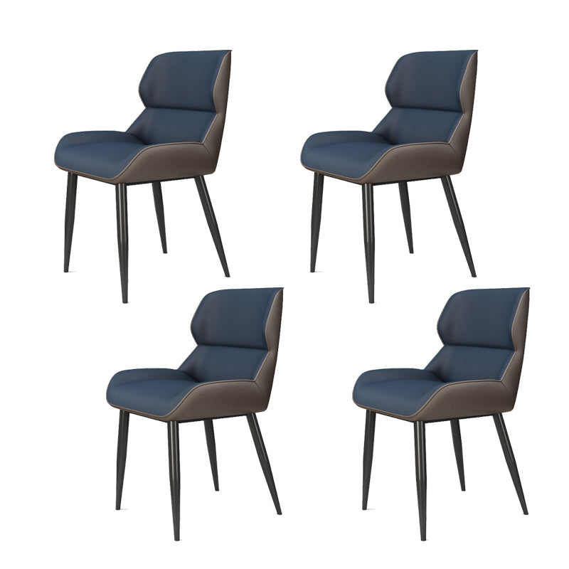 Modern Style Parsons Dining Chair Faux Leather Armless Dining Chair Blue 4 Piece Set Clearhalo 'Dining Chairs' 'Dining Tables & Seating' 'dining_chair' 'furn' 'furn_dining_chair' 'Furniture' 'Kitchen & Dining Furniture' 5898188