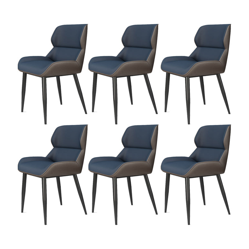 Modern Style Parsons Dining Chair Faux Leather Armless Dining Chair Blue 6 Piece Set Clearhalo 'Dining Chairs' 'Dining Tables & Seating' 'dining_chair' 'furn' 'furn_dining_chair' 'Furniture' 'Kitchen & Dining Furniture' 5898189