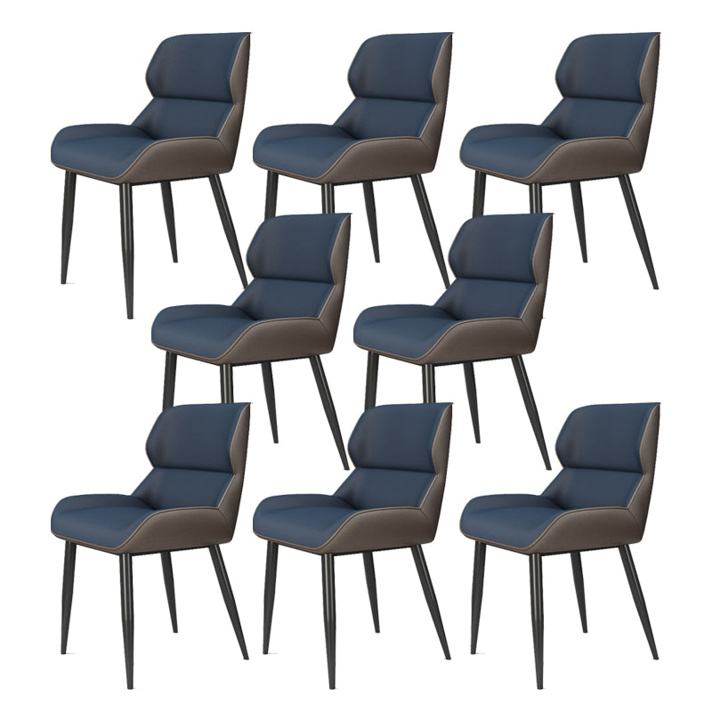 Modern Style Parsons Dining Chair Faux Leather Armless Dining Chair Blue 8 Piece Set Clearhalo 'Dining Chairs' 'Dining Tables & Seating' 'dining_chair' 'furn' 'furn_dining_chair' 'Furniture' 'Kitchen & Dining Furniture' 5898190